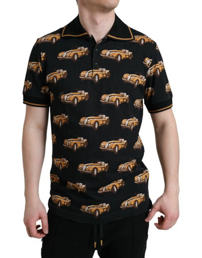 Polo de manga corta Dolce & Gabbana negro con estampado de coches