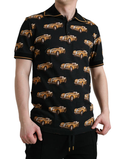 Polo de manga corta Dolce & Gabbana negro con estampado de coches