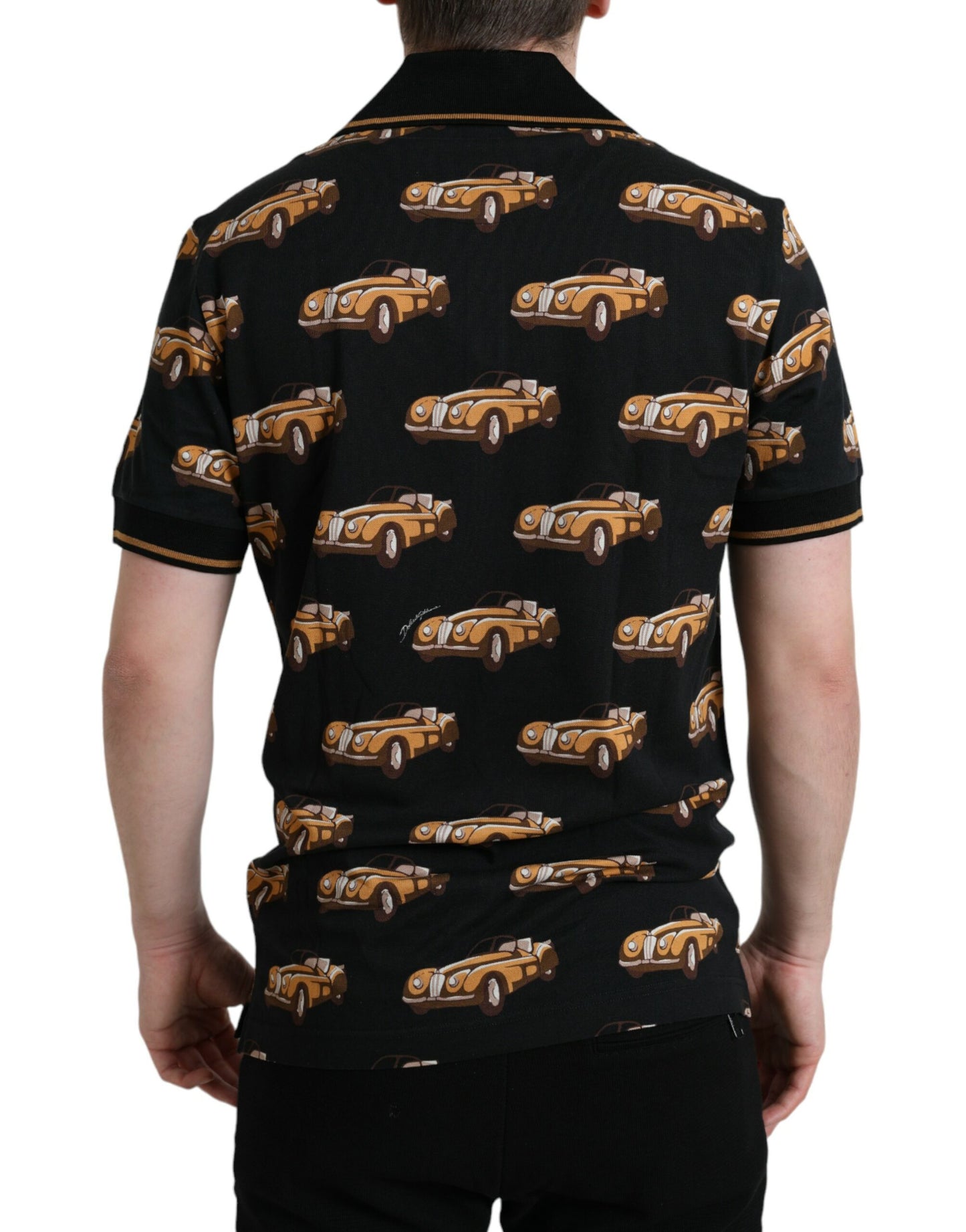 Polo de manga corta Dolce & Gabbana negro con estampado de coches