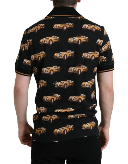 Polo de manga corta Dolce & Gabbana negro con estampado de coches