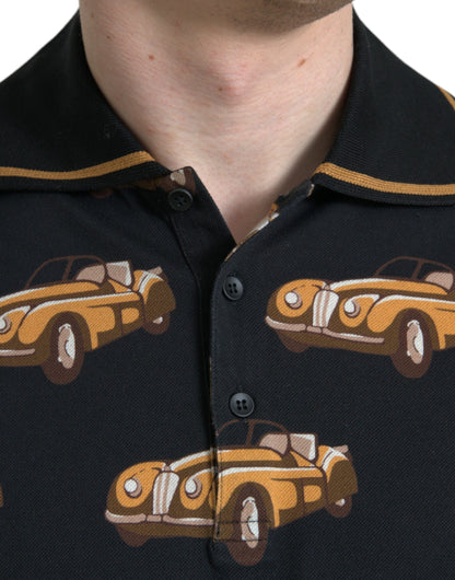 Polo de manga corta Dolce & Gabbana negro con estampado de coches