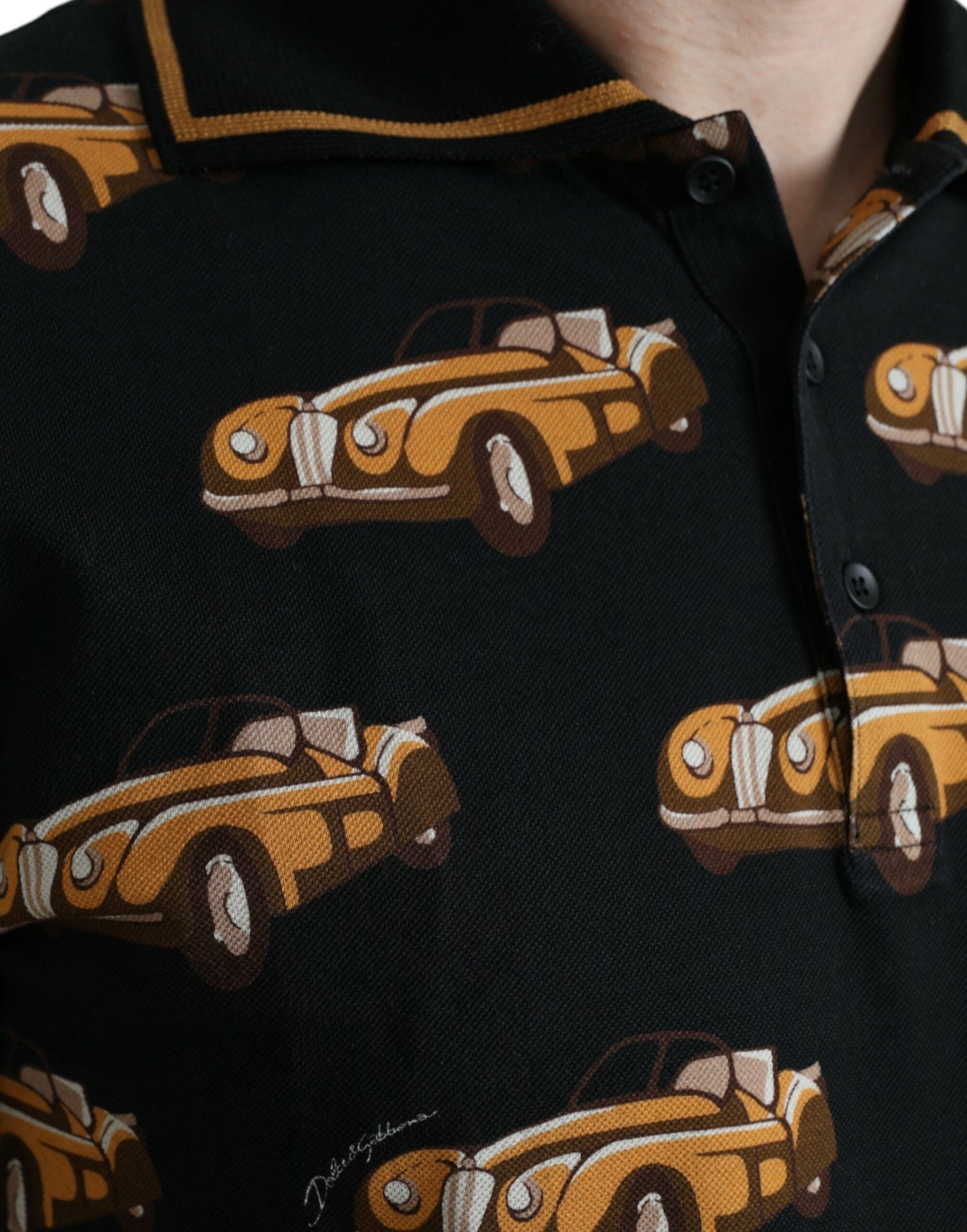 Polo de manga corta Dolce & Gabbana negro con estampado de coches