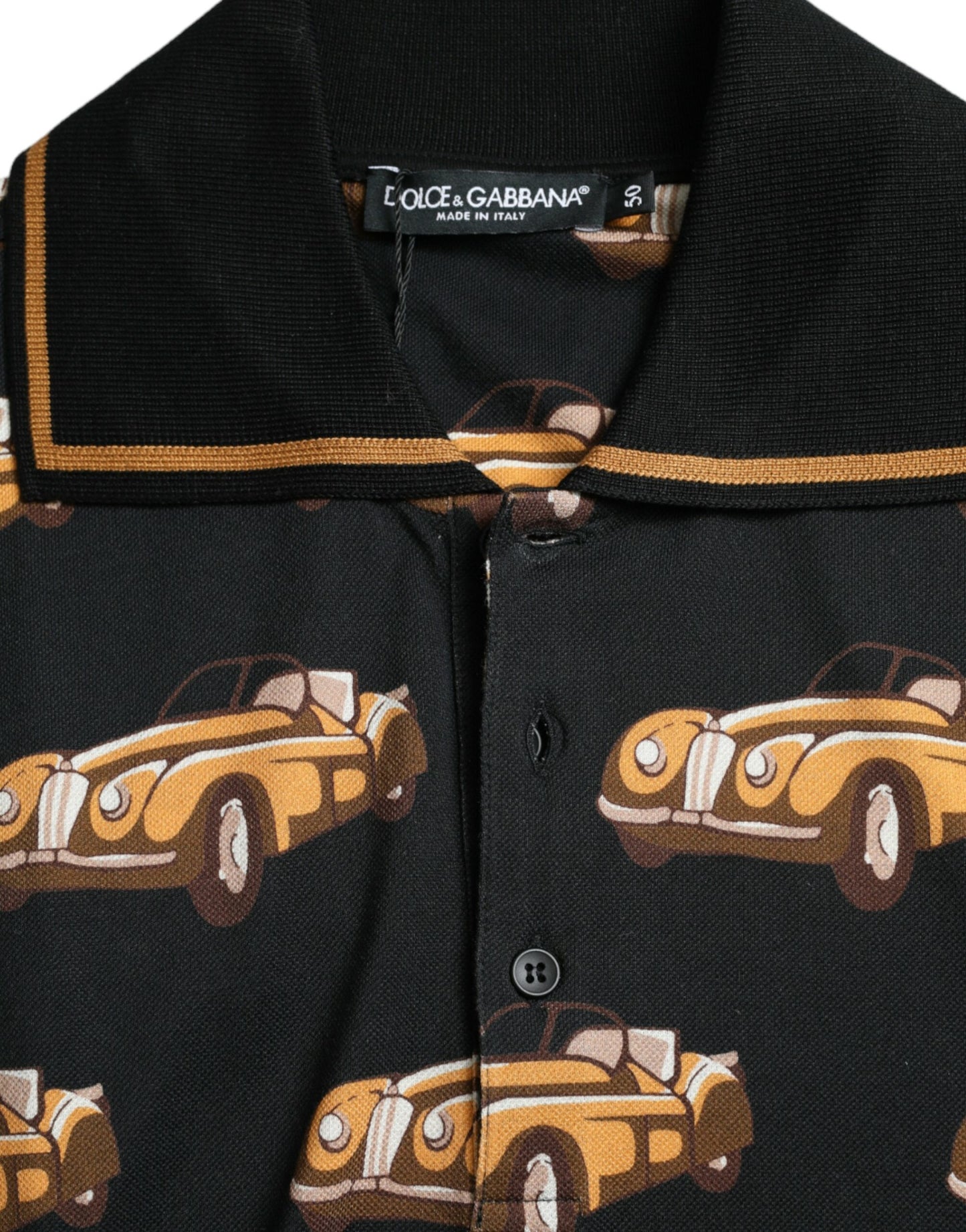 Polo de manga corta Dolce & Gabbana negro con estampado de coches