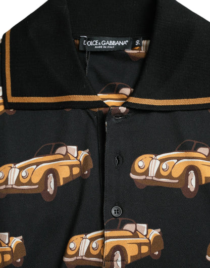 Polo de manga corta Dolce & Gabbana negro con estampado de coches