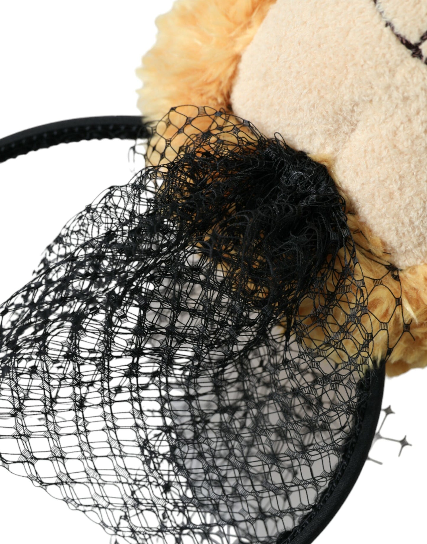 Dolce & Gabbana Diadema de osito de peluche marrón con corona de cristales dorados