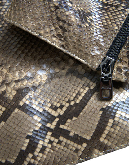Chaqueta blusón de motorista de piel exótica beige Dolce & Gabbana