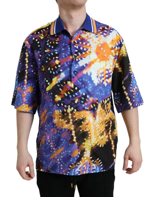 Camisa casual de algodón Dolce & Gabbana con estampado Luminarie multicolor