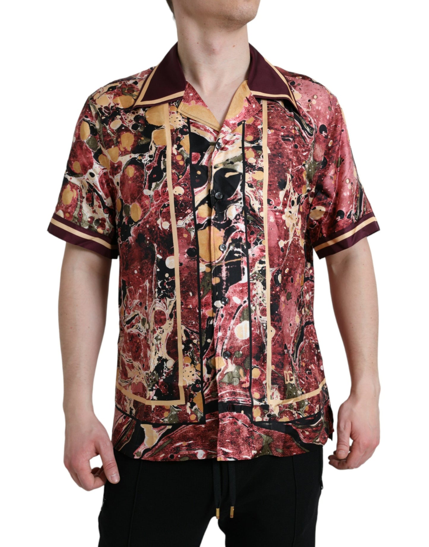 Camisa de seda de botones multicolor Dolce & Gabbana