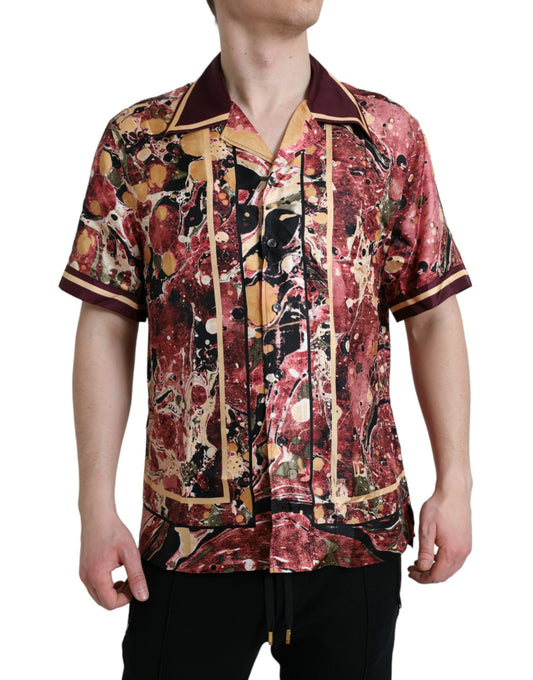 Camisa de seda de botones multicolor Dolce & Gabbana
