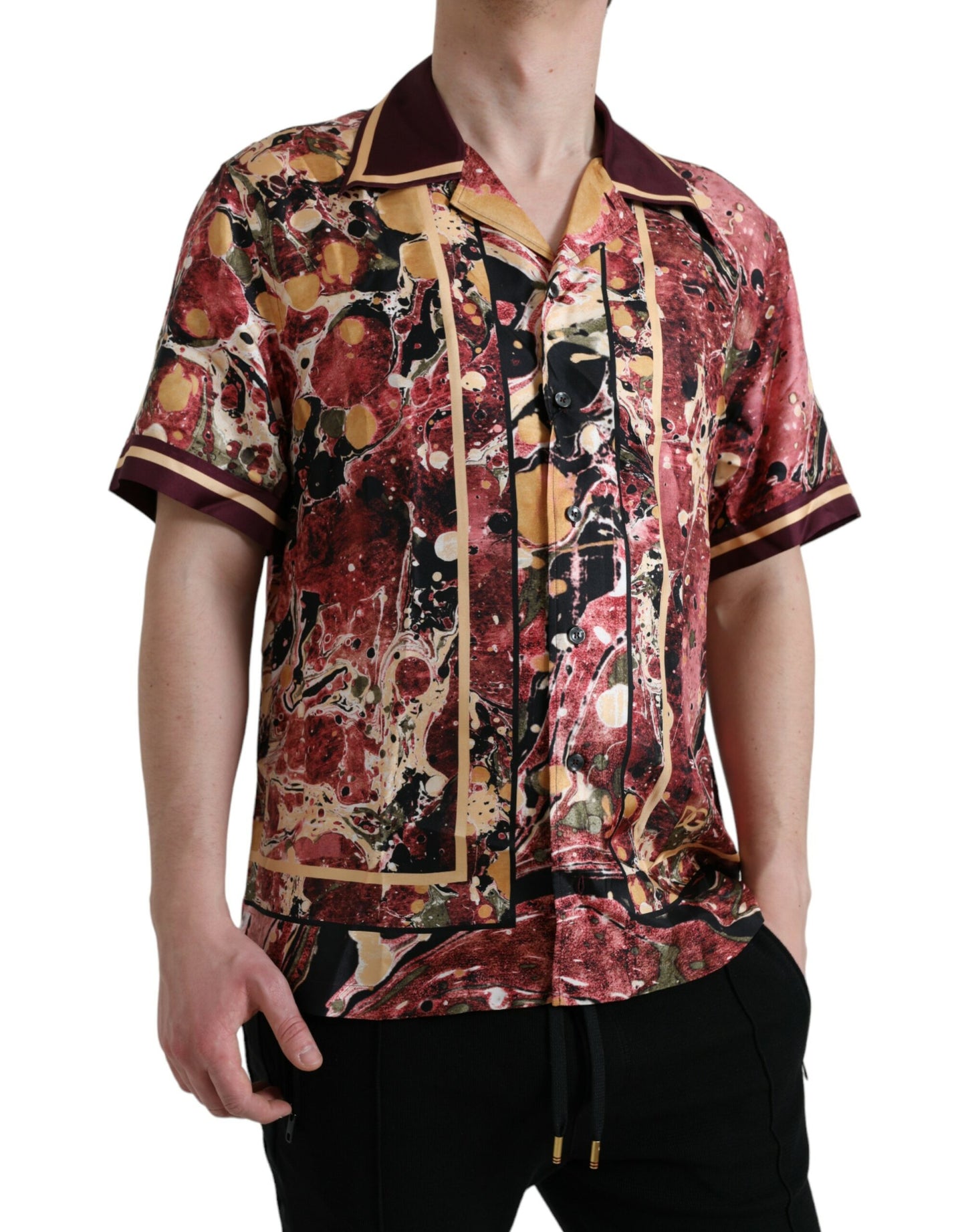 Camisa de seda de botones multicolor Dolce & Gabbana