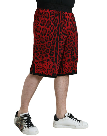 Pantalones cortos bermudas Dolce & Gabbana de viscosa con estampado de leopardo rojo