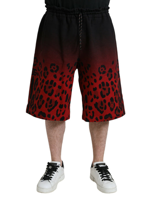 Bermudas de algodón con estampado de leopardo rojo de Dolce & Gabbana