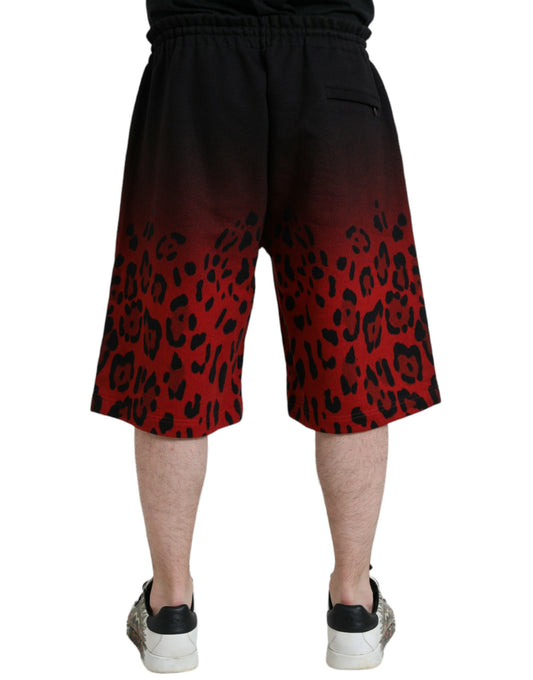 Bermudas de algodón con estampado de leopardo rojo de Dolce & Gabbana