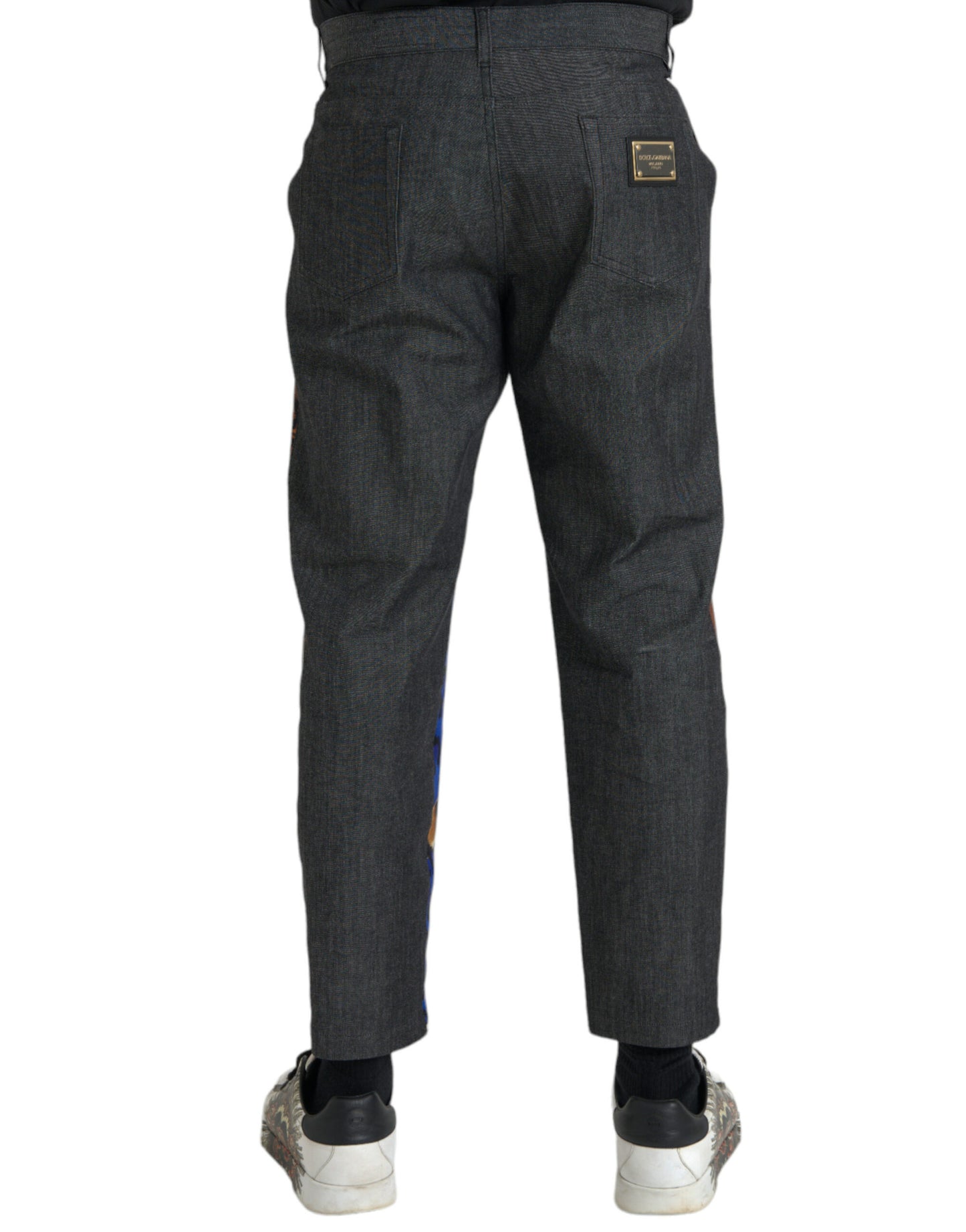 Pantalones sueltos cónicos de algodón multicolor con estampado de tigre y leopardo de Dolce & Gabbana