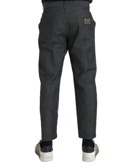 Pantalones sueltos cónicos de algodón multicolor con estampado de tigre y leopardo de Dolce & Gabbana
