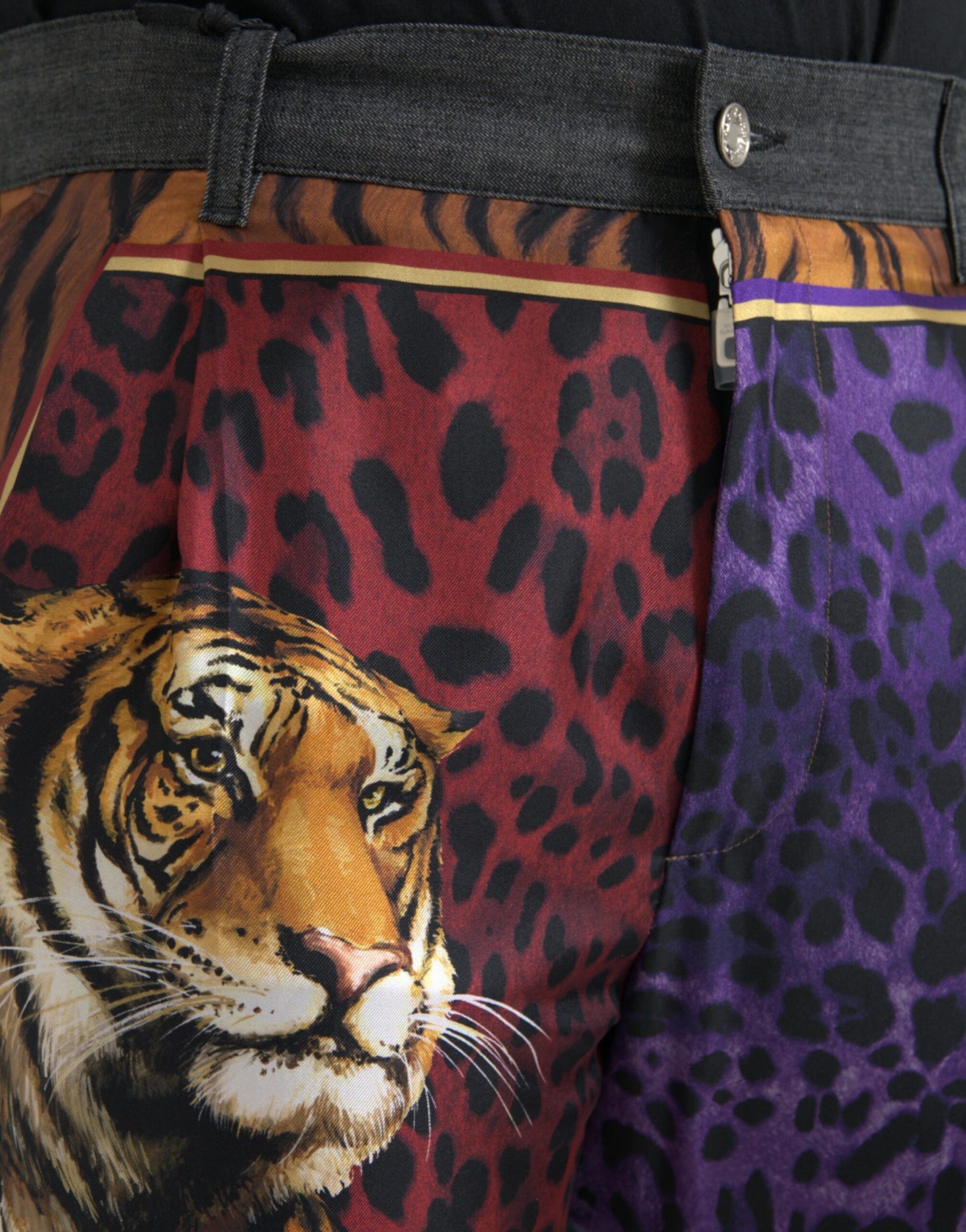 Pantalones sueltos cónicos de algodón multicolor con estampado de tigre y leopardo de Dolce & Gabbana