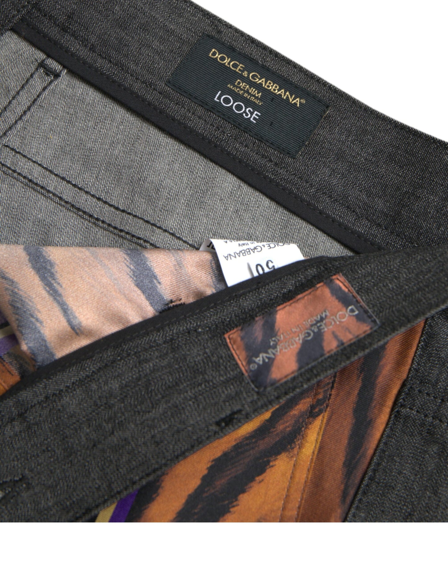 Pantalones sueltos cónicos de algodón multicolor con estampado de tigre y leopardo de Dolce & Gabbana