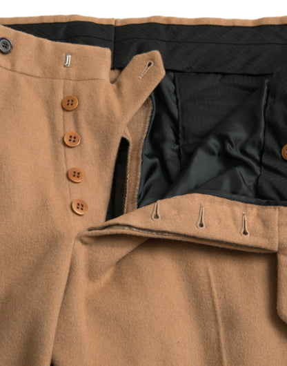 Pantalones de vestir rectos de cachemir beige para hombre Prada