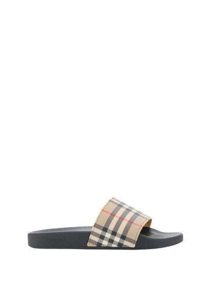 Sandalias Slide Burberry De Caucho Marrón Gran Comodidad