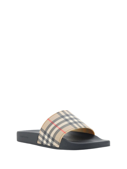 Sandalias Slide Burberry De Caucho Marrón Gran Comodidad