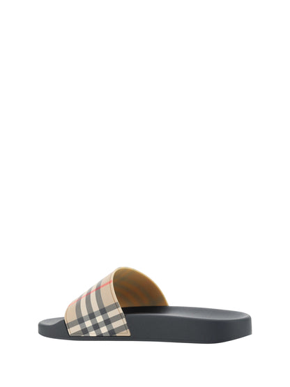 Sandalias Slide Burberry De Caucho Marrón Gran Comodidad