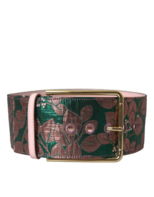 Cinturón Dolce & Gabbana Multicolor Floral Jacquard Hebilla Dorada Lúrex