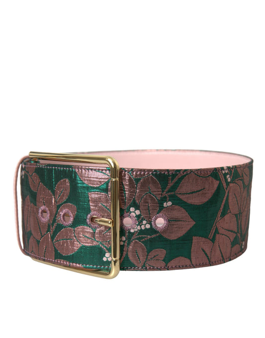 Cinturón Dolce & Gabbana Multicolor Floral Jacquard Hebilla Dorada Lúrex