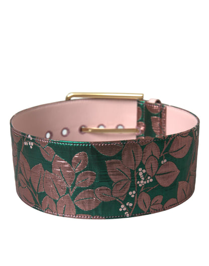 Cinturón Dolce & Gabbana Multicolor Floral Jacquard Hebilla Dorada Lúrex