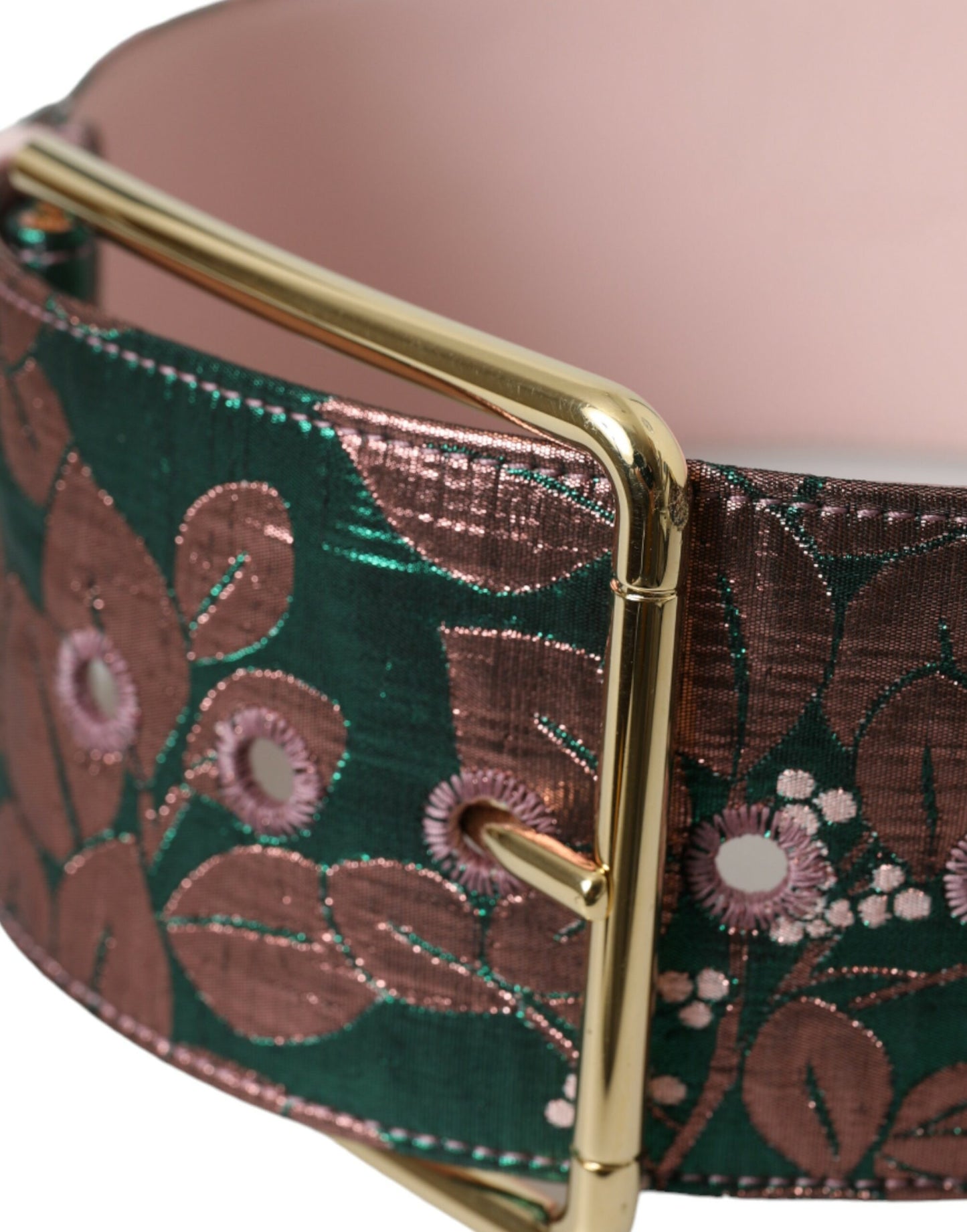 Cinturón Dolce & Gabbana Multicolor Floral Jacquard Hebilla Dorada Lúrex