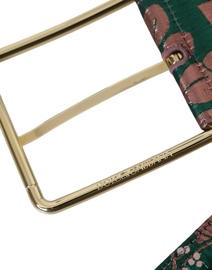 Cinturón Dolce & Gabbana Multicolor Floral Jacquard Hebilla Dorada Lúrex