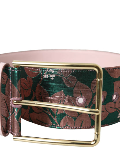 Cinturón Dolce & Gabbana Multicolor Floral Jacquard Hebilla Dorada Lúrex