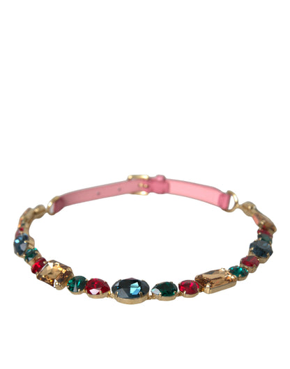 Cinturón Dolce & Gabbana de cuero rosa con cadena de cristal