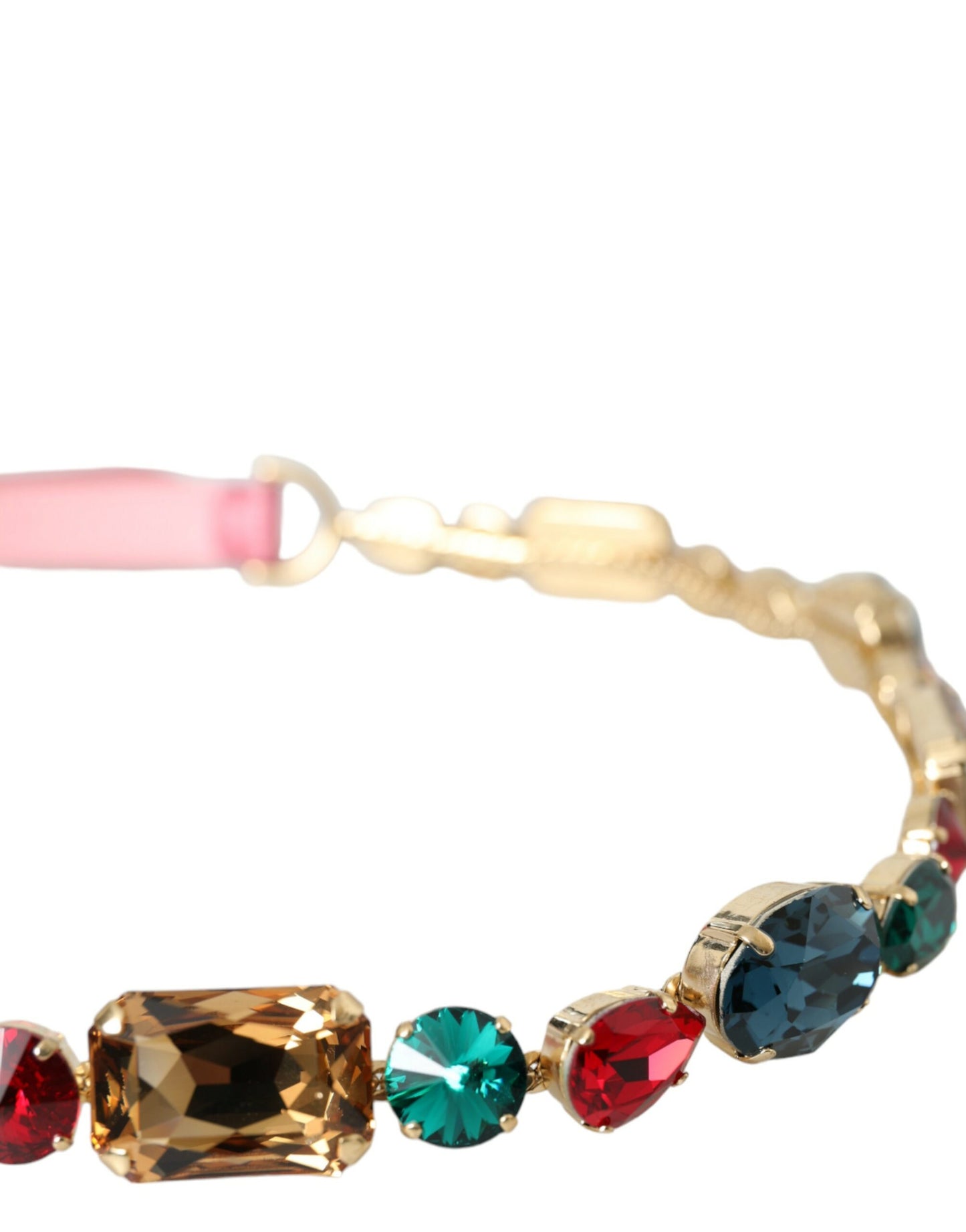 Cinturón Dolce & Gabbana de cuero rosa con cadena de cristal