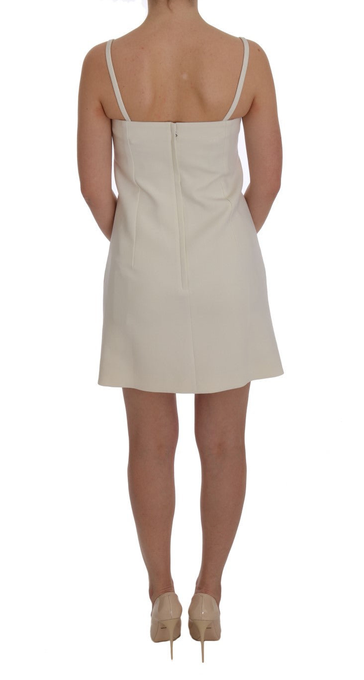 Vestido recto Dolce & Gabbana de lana blanca elástica con broche