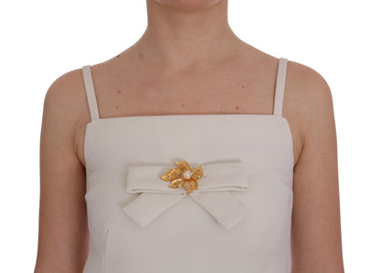 Vestido recto Dolce & Gabbana de lana blanca elástica con broche