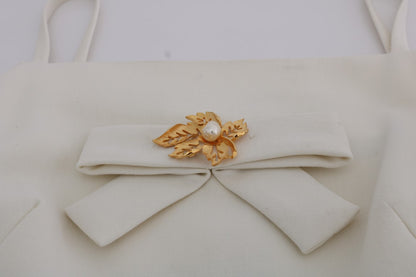 Vestido recto Dolce & Gabbana de lana blanca elástica con broche