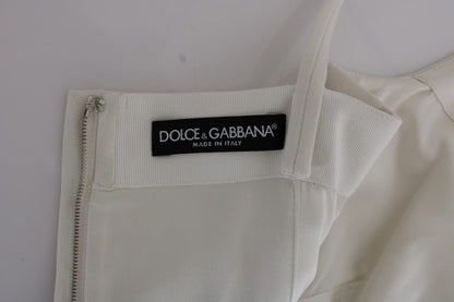 Vestido recto Dolce & Gabbana de lana blanca elástica con broche