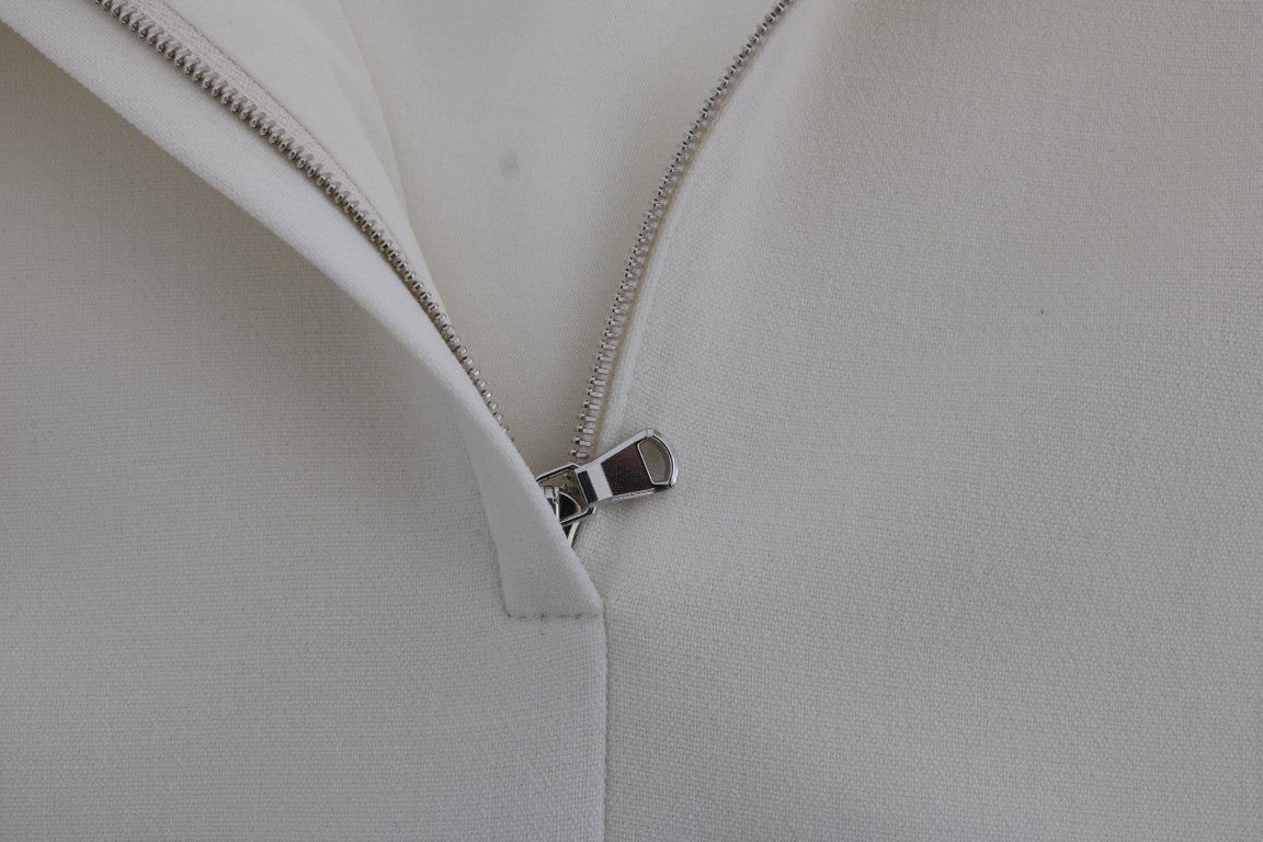 Vestido recto Dolce & Gabbana de lana blanca elástica con broche