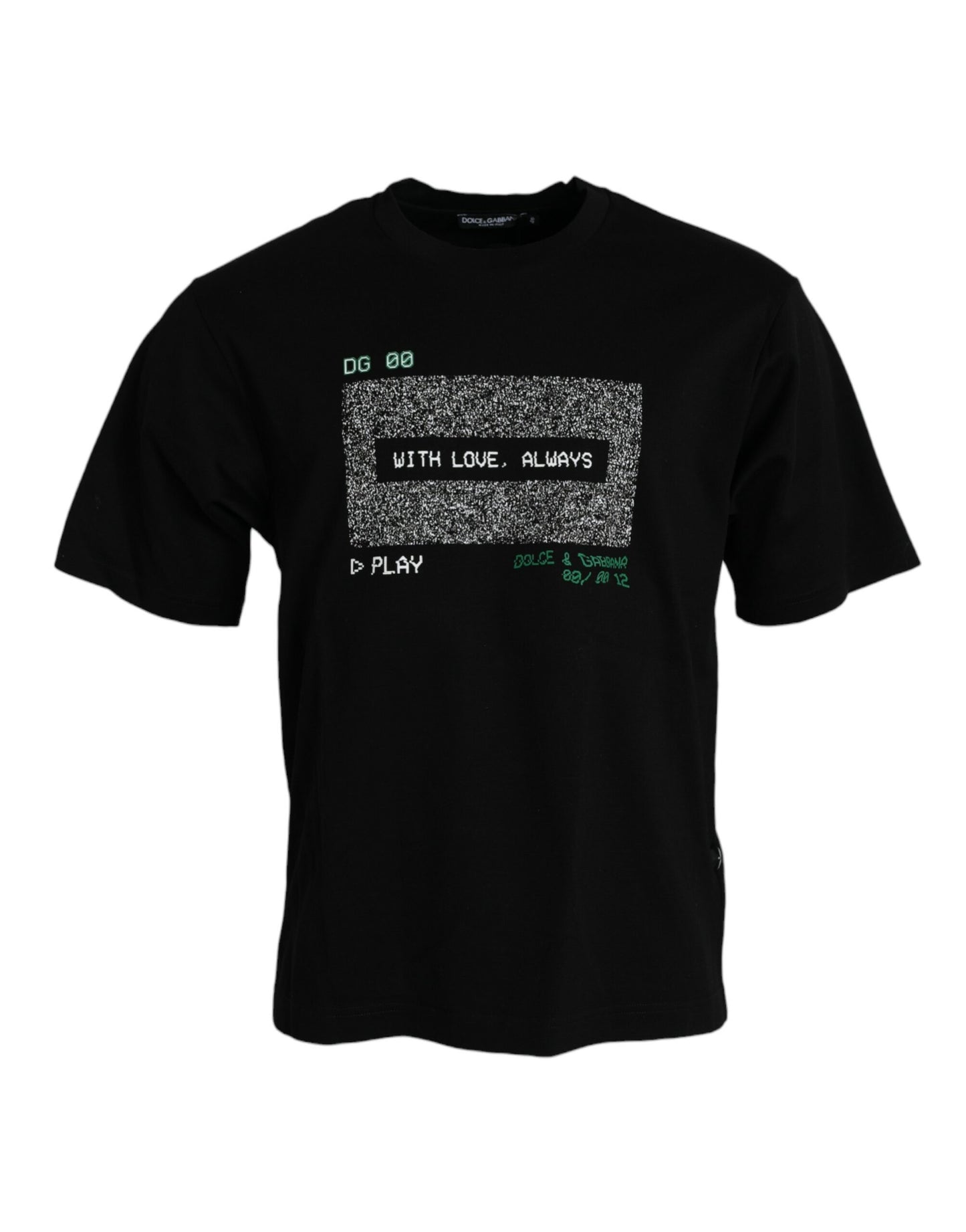 Camiseta Dolce & Gabbana Negra con Cuello Redondo "With Love Always"