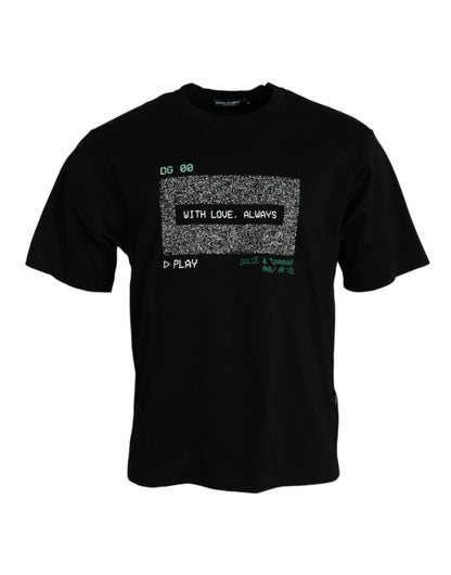 Camiseta Dolce & Gabbana Negra con Cuello Redondo "With Love Always"