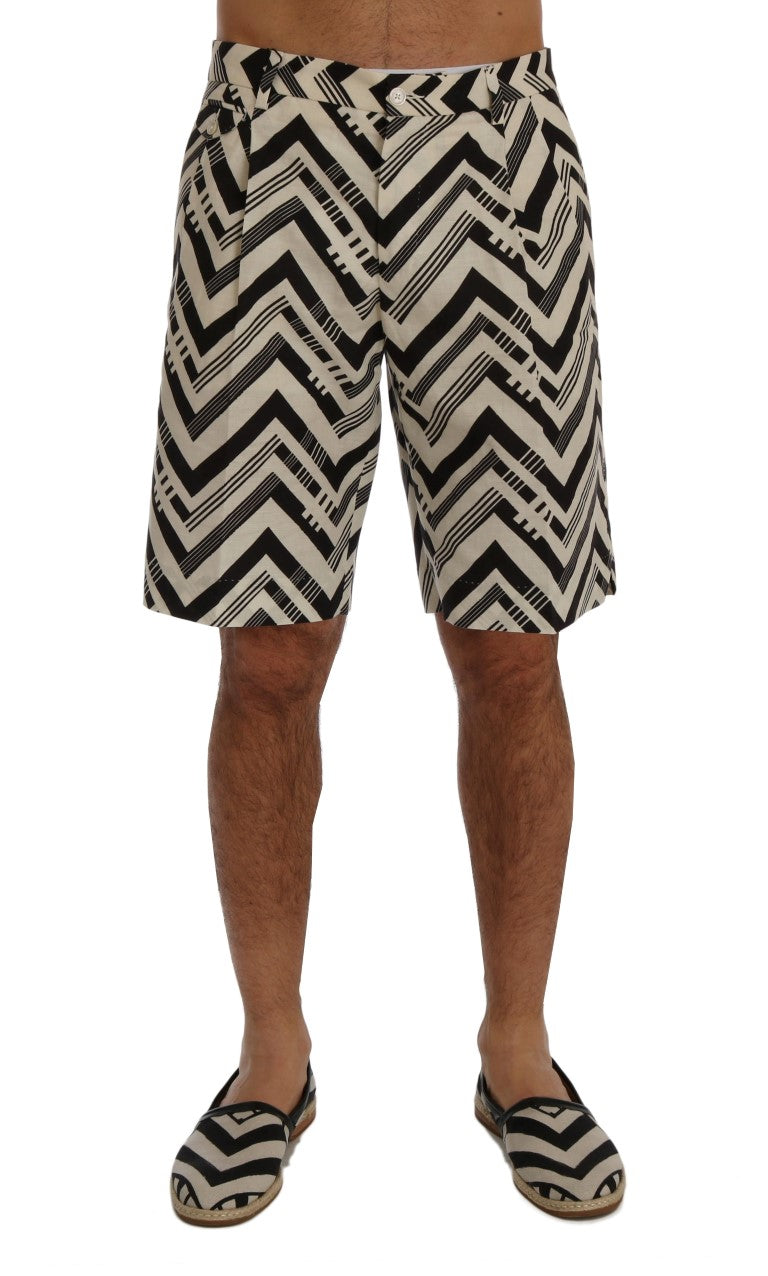 Shorts de Algodón Lino Rayas Blancas y Negras Dolce & Gabbana