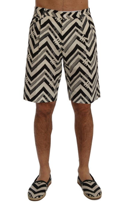 Shorts de Algodón Lino Rayas Blancas y Negras Dolce & Gabbana