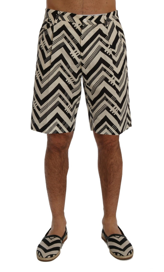 Shorts de Algodón Lino Rayas Blancas y Negras Dolce & Gabbana