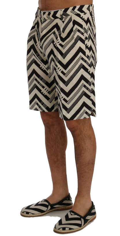 Shorts de Algodón Lino Rayas Blancas y Negras Dolce & Gabbana