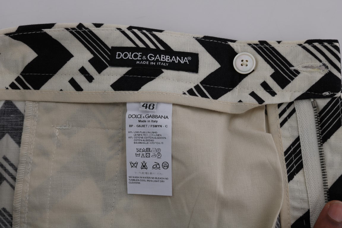 Shorts de Algodón Lino Rayas Blancas y Negras Dolce & Gabbana