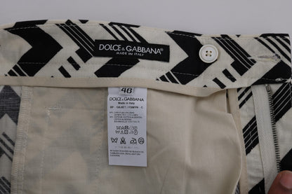 Shorts de Algodón Lino Rayas Blancas y Negras Dolce & Gabbana