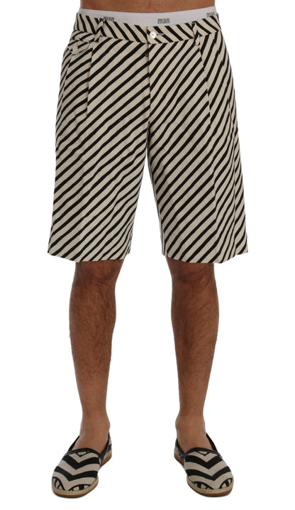Shorts casuales de cáñamo a rayas blancas y negras de Dolce & Gabbana