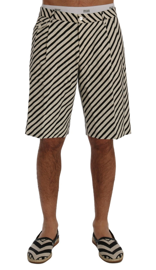 Shorts casuales de cáñamo a rayas blancas y negras de Dolce & Gabbana