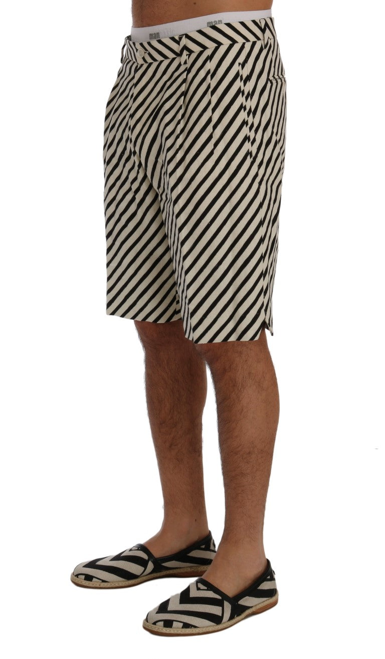 Shorts casuales de cáñamo a rayas blancas y negras de Dolce & Gabbana
