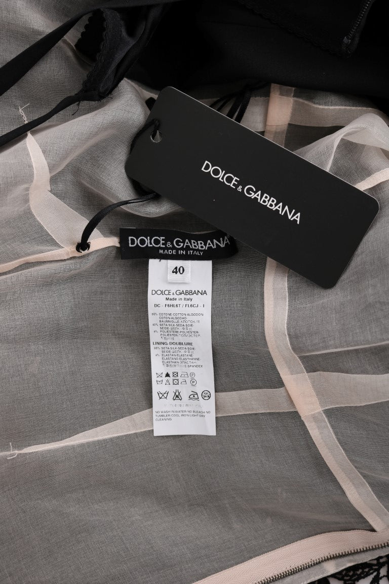 Dolce & Gabbana Vestido largo floral de seda y algodón negro